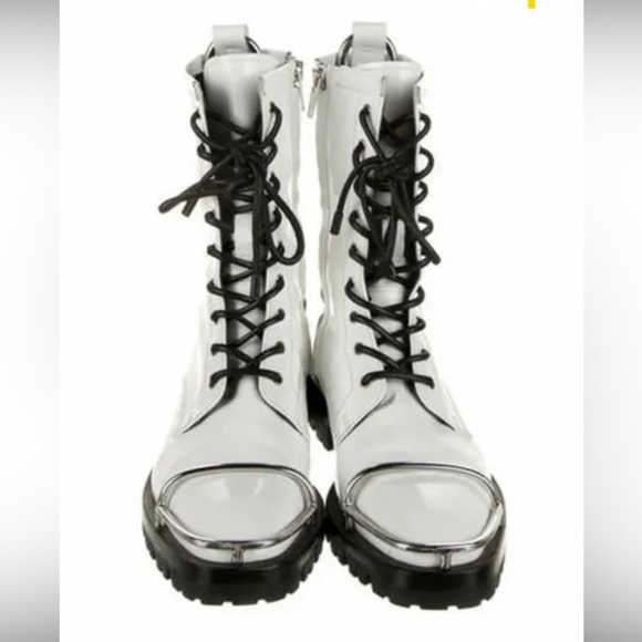 Alexander Wang Shoes - Alexander Wang white patent Kennah Spazzlato combat boots
